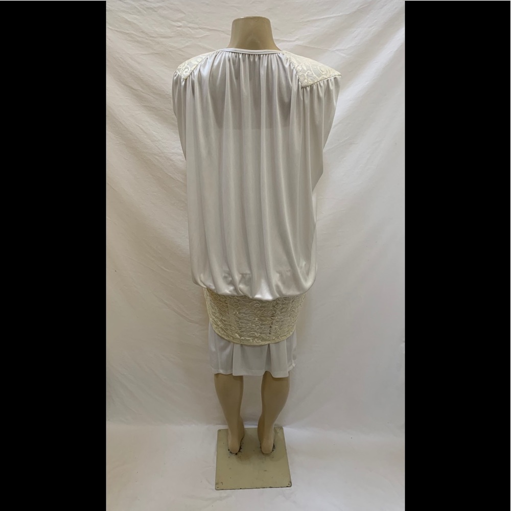 VTG 80s Judys Size 11 White Drop Waist Dress - Picture 6 of 11